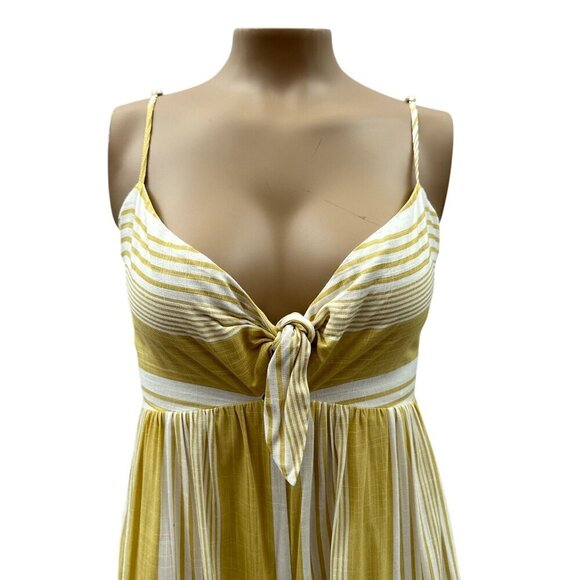 Striped Sleeveless Knot Front Jumpsuit White Yellow By Skylar + Madison Small - Picture 10 of 11
